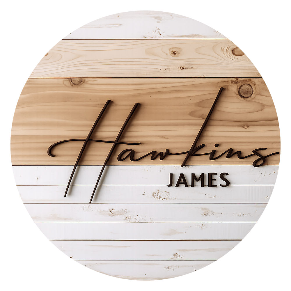 Darby | Rustic Round | Custom 3D Name Sign