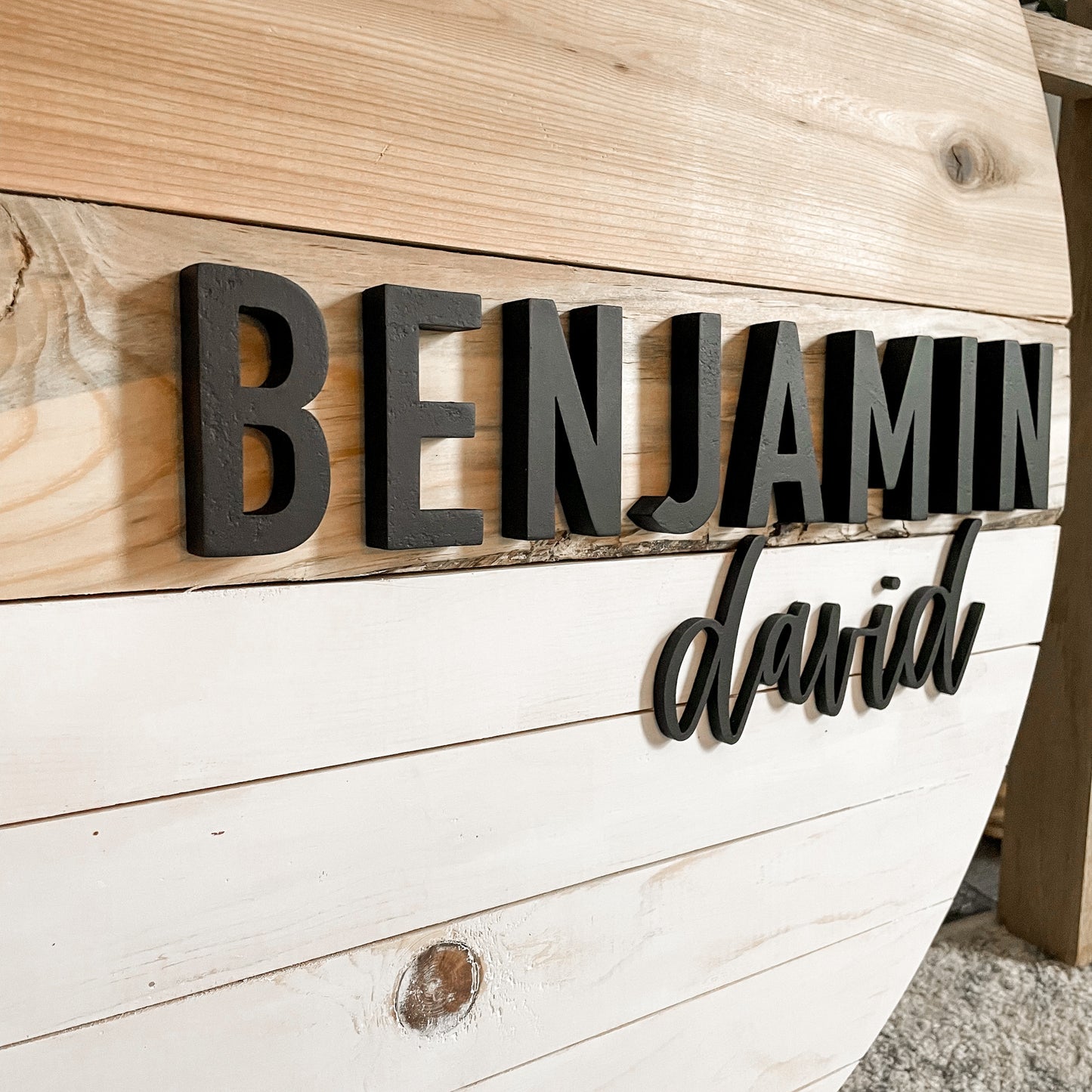 Darby | Rustic Round | Custom 3D Name Sign