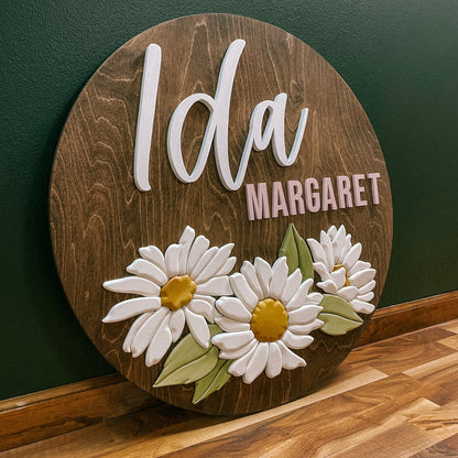 Dixie | Daisy Design | Custom 3D Name Sign